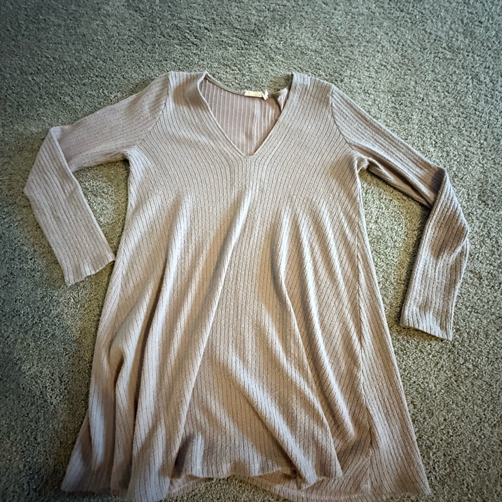 Lush Ribbed Knit Mini Dress in Lavender